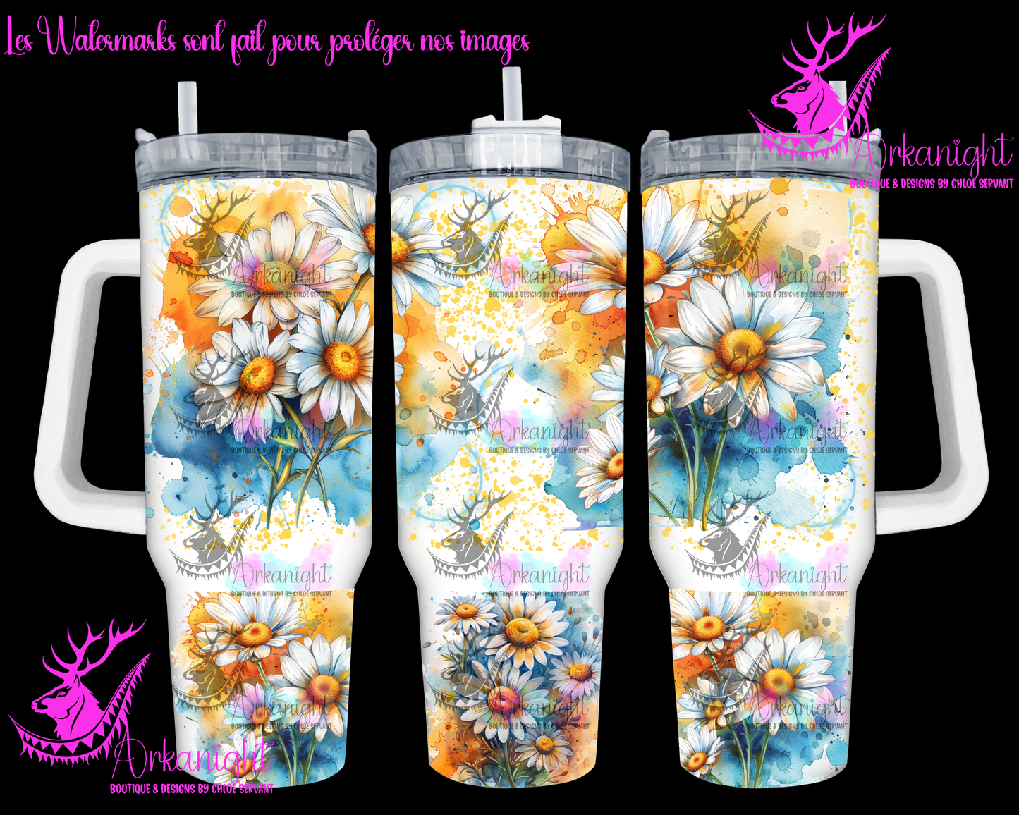 Numérique 40 oz - Watercolor Daisies
