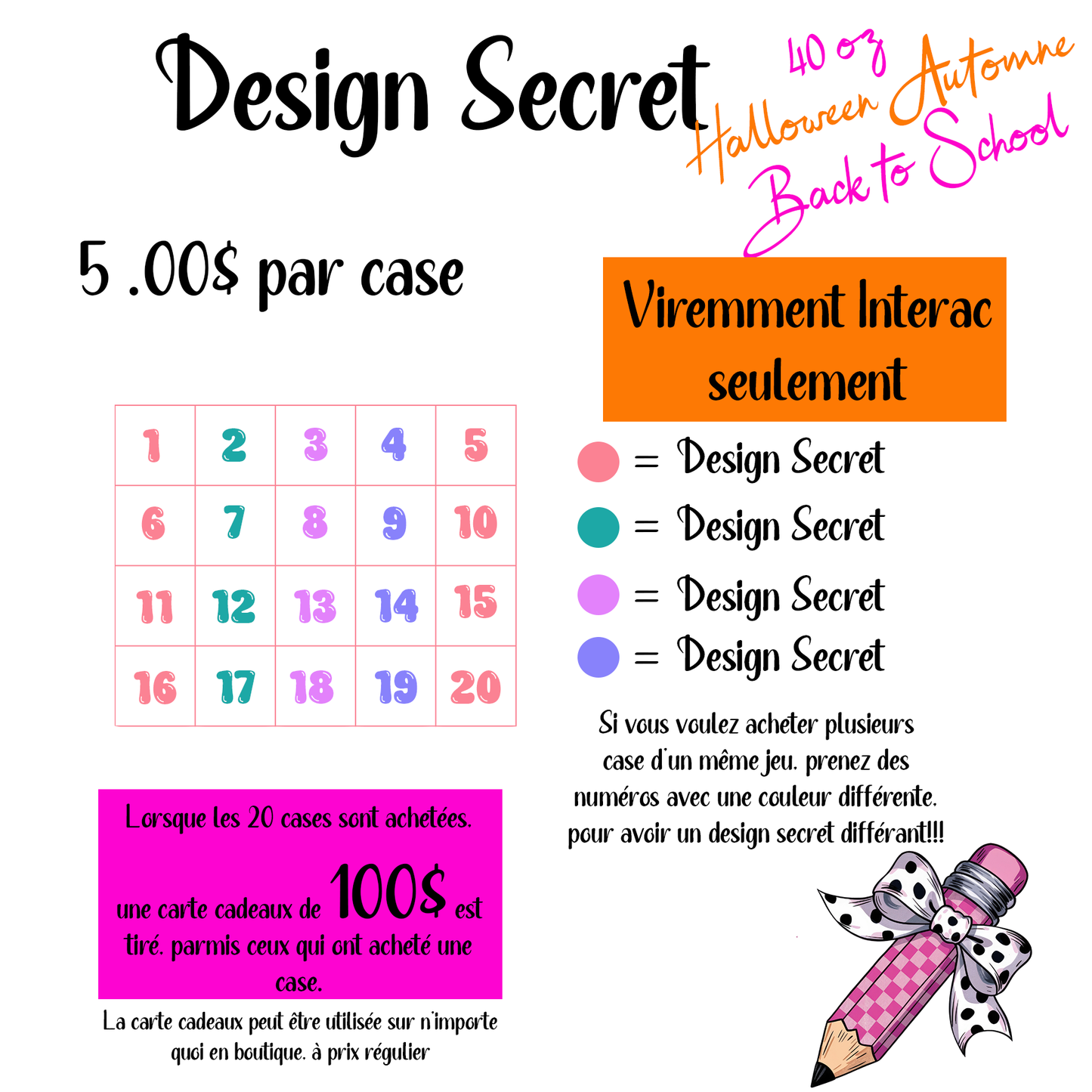 Design Secret - Thème Back To School & Halloween/Automne - 40 oz - Case 1
