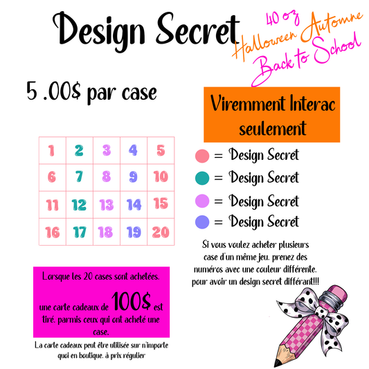 Design Secret - Thème Back To School & Halloween/Automne - 40 oz - Case 1