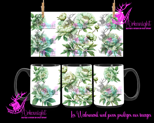 Tasse en céramique sur commande - Light Green Peonies