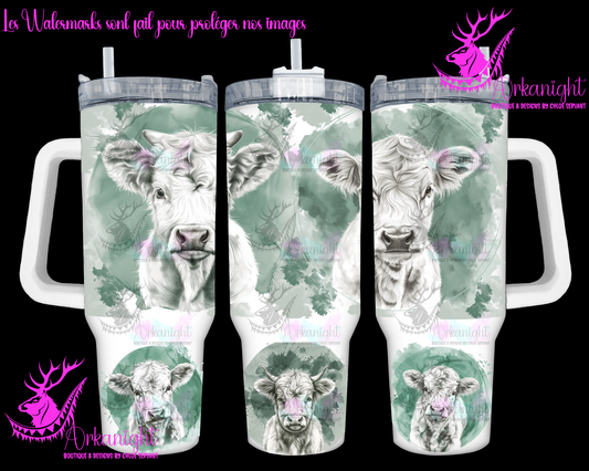 Numérique 40 oz - Lines Arts - White Baby Highland Cow