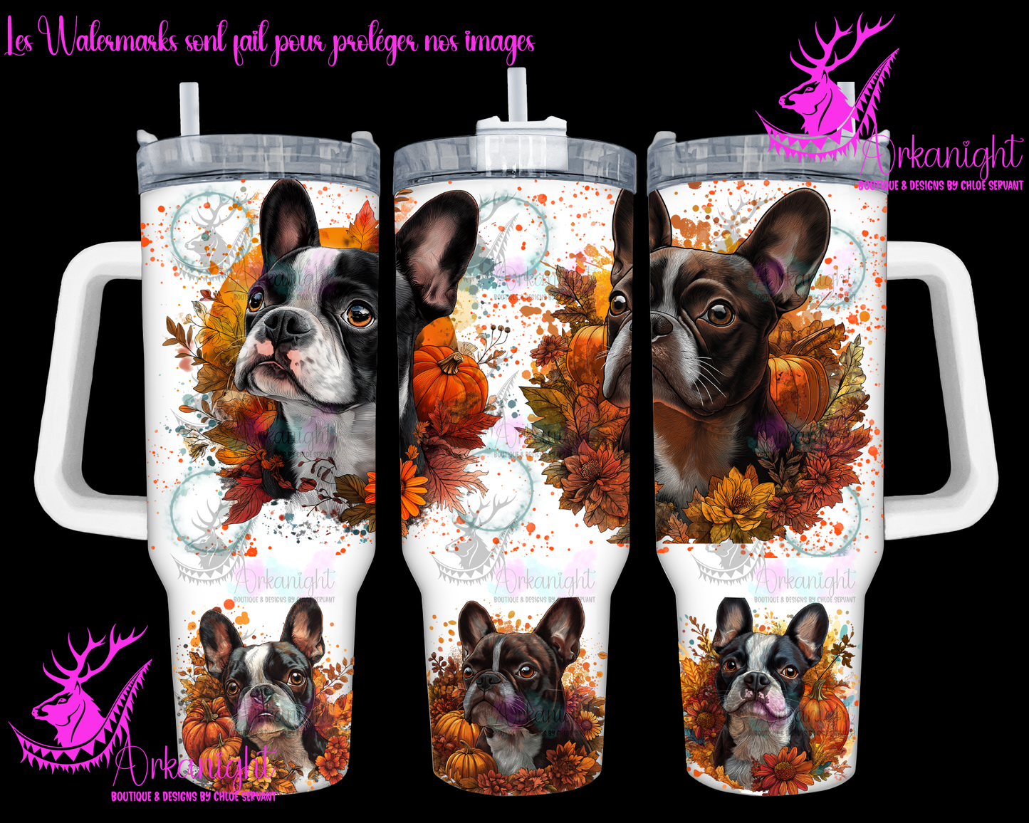 Gourde 40 oz sur commande - Autumn 2024 - Boston Terrier