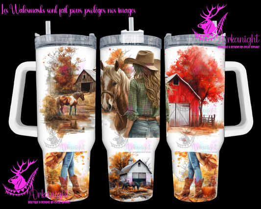 Numérique 40 oz - Autumn 2024 - Green Plaid Shirt Cowgirl