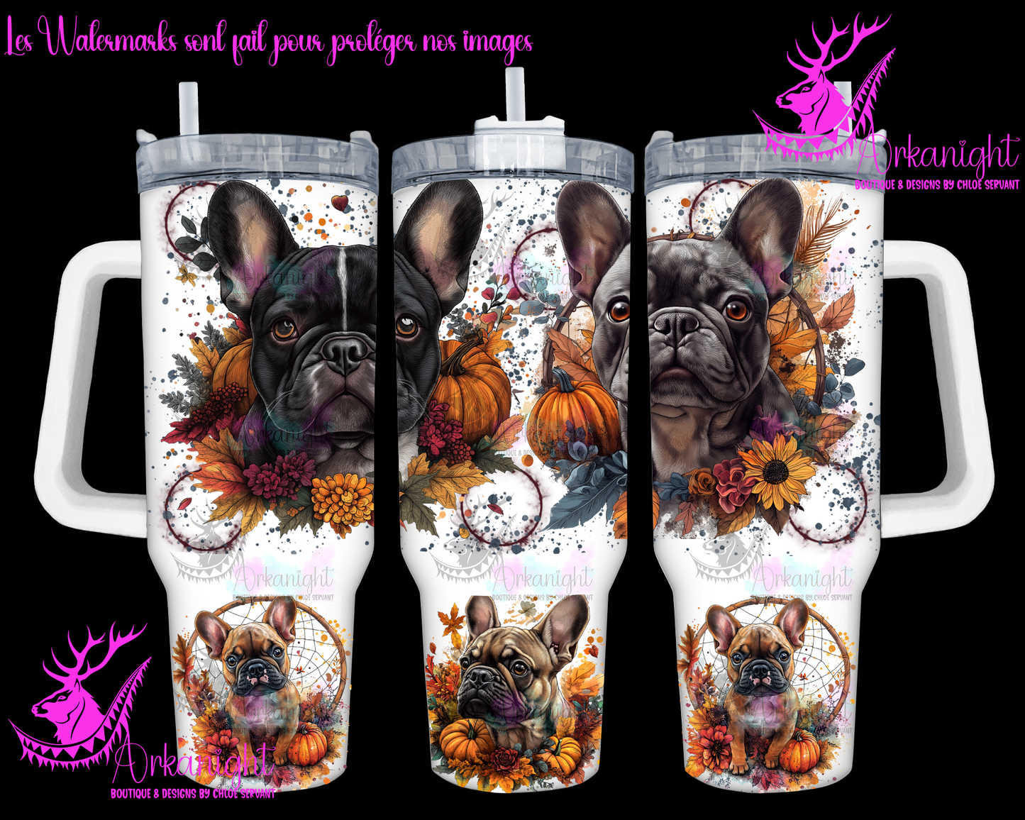 Gourde 40 oz sur commande - Autumn 2024 - French Bulldog