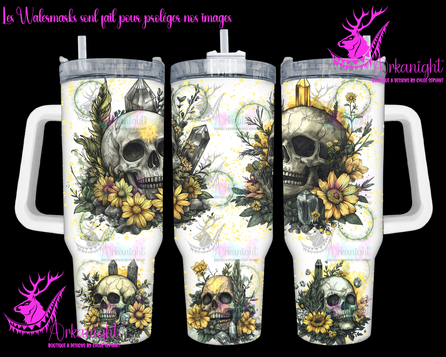 Gourde 40 oz sur commande - Autumn 2024 - Yellow Skull