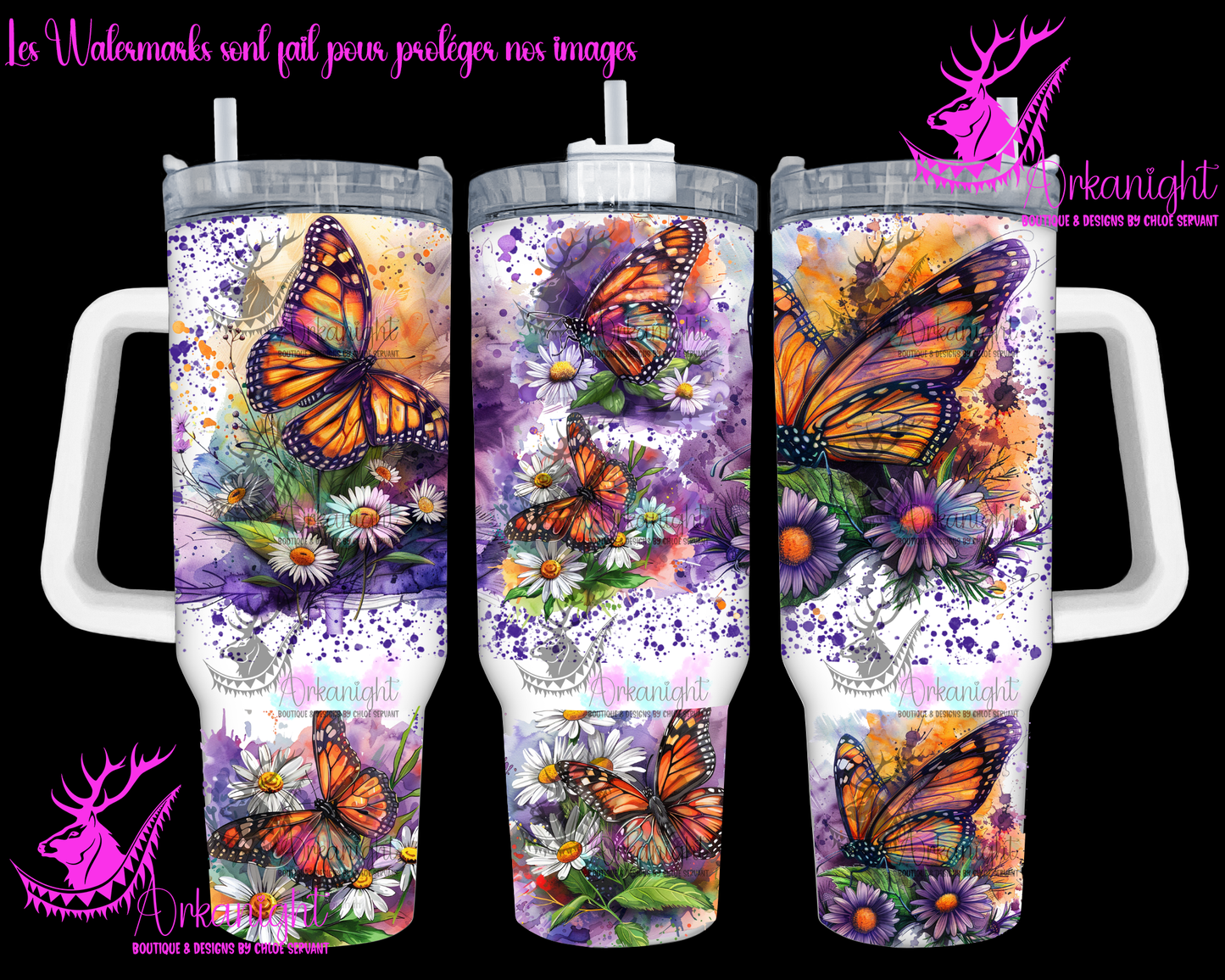 Numérique 40 oz - Watercolor Summer Butterfly