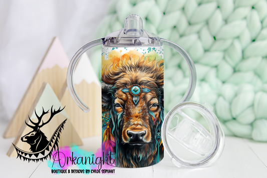 Gourde - Biberon Évolutif sur commande - Watercolor Boho Bison