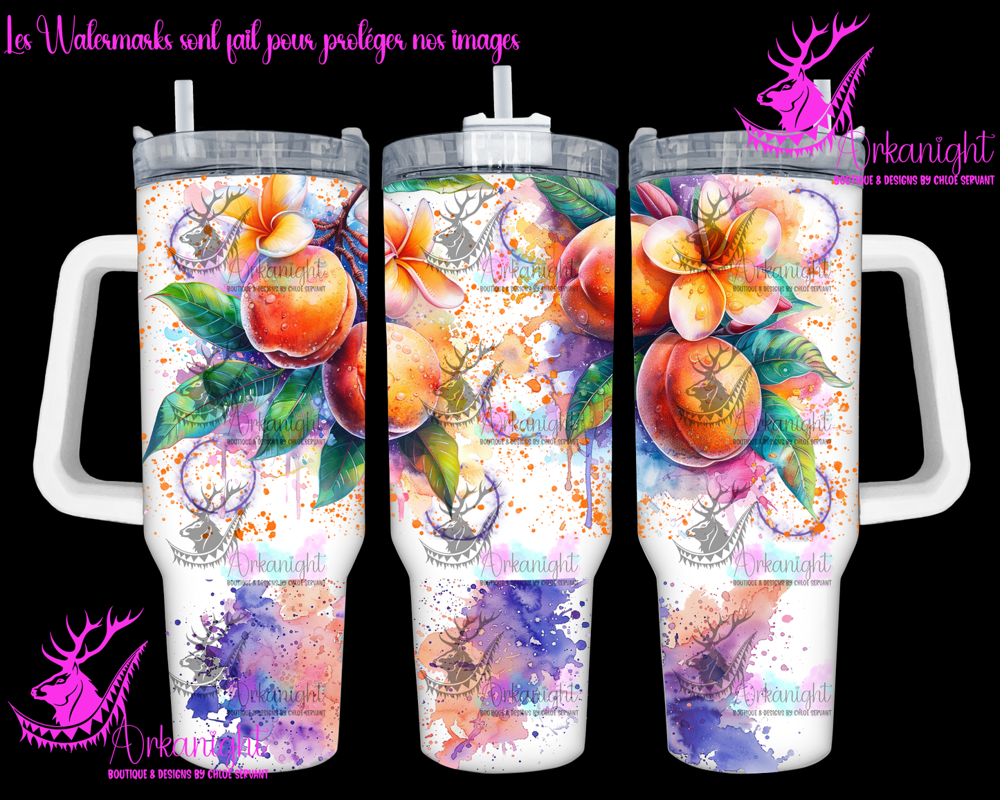 Gourde 40 oz sur commande - Watercolor Peaches